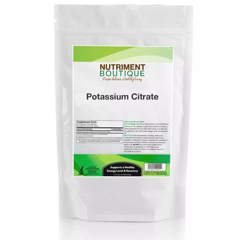 Nutriment Boutique Potassium Citrate 1000mg Bulk 100 servings 100gram Bag