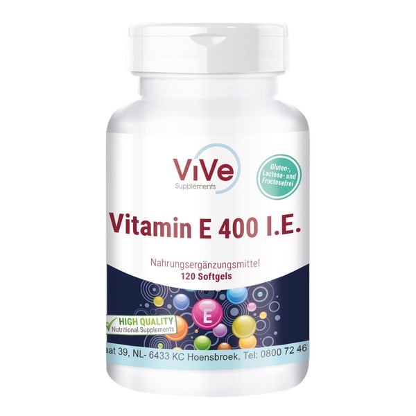Vitamin E 400 IU - 120 Softgels for 120 Days - Antioxidant Cell Protection | Quality from Germany ViVe Supplements