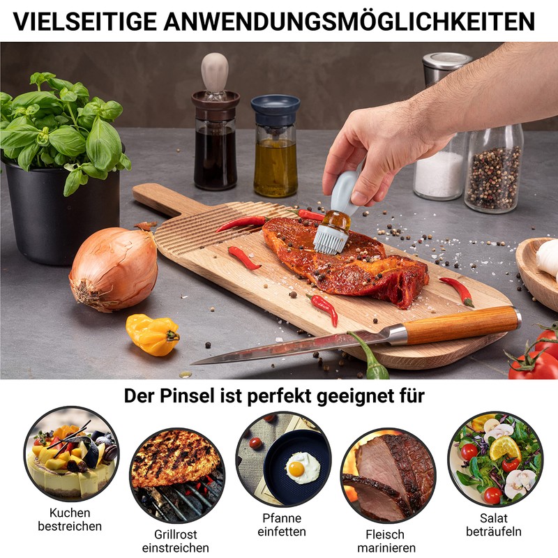 Fino Casa 2er Set, 2in1 Ölflasche mit Pinsel, Ölspender, Ölsprüher