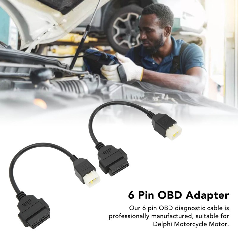 2PCS 6 Pin OBD‑OBD2 Motorcycle Diagnostic Scanner Cable Replacement for