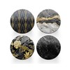 4 x Round Art Deco Coasters - Gold Black Abstract