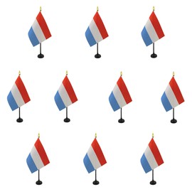 AZ FLAG Pack of 10 Mini Luxembourg Table Flags 6" x 4" (15cm x 10cm) 10 Luxembourg Office Flags 100% Polyester with Gold Stitch Flag Pole