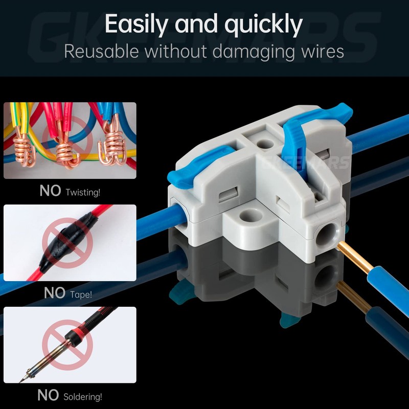 GKEEMARS 20Pcs 3 Way T-Shape Connectors for Wiring, Quick Wire