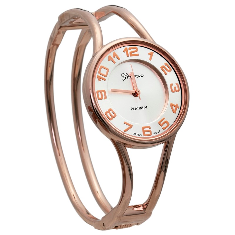 Blekon Silver Round Face Metal Double Band Fashion Women's Bangle