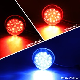 Partsam 2PCS Dual Revolution 17 Led Watermelon Lights, Red Stop Turn and Marker to Blue Auxiliary Light, Underglow Lights Compatible for Freightliner Kenworth Peterbilt Trucks, 12V