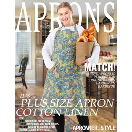 APRONNER Cotton Linen Baking Plus Size Aprons for Women with Pockets Kitchen Cooking, Colorful Floral, Large