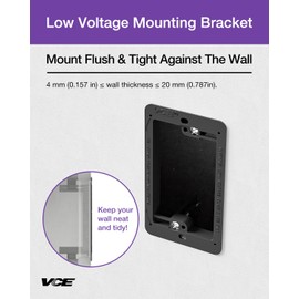 VCE Low Voltage Mounting Bracket (1 Gang, 5 Pack) for Single Gang Wall Plate, Telephone Wires, Network Cables, HDMI, Coaxial, Speaker Cables, Black