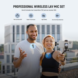 Neewer NEEWER Wireless Lavalier Microphone for iPhone Android Tablet PC Laptop 131ft/40m Range Noise Cancellation Omnidirectional Mic for Vlogging Live Streaming (1x RX + 2x TX), KM23