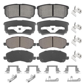 Front & Rear Ceramic Brake Pads Set for Jeep Compass, Patriot 2007-2017, for Dodge Caliber 07-12, Avenger 08-14, for Chrysler 200 2011-2014, Sebring 07-10 for Mitsubishi Lancer 04-06 & 08-16, 8PCS