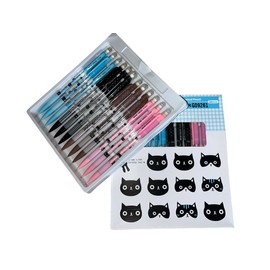 TEMMIA Mechanical Pencils Set of 24 - 0.5 & 0.7 mm - Colourful Pencils with Eraser - Cat Motif - Ideal for School, Office, Drawing & Gift Idea