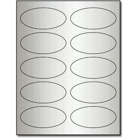 1 3/4 X 3 3/4 Oval Silver Foil Labels for Laser Printers - 10 Sheets / 100 Labels by "Desktop Publishing Supplies, Inc."