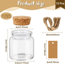GUDELAK 12PCS 50ml Small Glass Bottles with Cork Lids, Potion Bottles with Cork Tags and Hemp Ropes, Spell Jars Mini Glass Jars with Lids for Party Weddings Baby Shower Favors Crafts Home Decorations