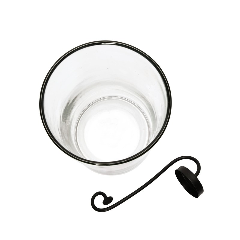 Creative Co-Op Glass Hurricane with Metal Candle Holder, Black, 12.5"