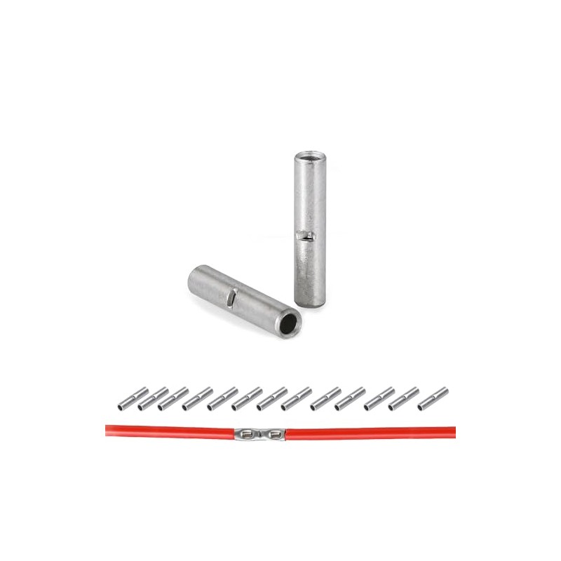 kuosbiu 100 PCS Non-Insulated Butt Connectors Kit, AWG 26-22 Wire