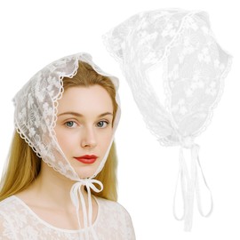Tweruna White Lace Bandana,Tie-Back Headwrap Triangle Head Scarf for Women,Lightweight Hair Accessories for Girls Decoration