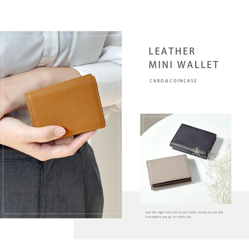 Mini Wallet, Genuine Leather, Small Coin Purse, Compact, Trifold Wallet,