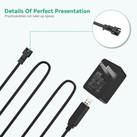 FITE ON SM-2P USB Power Cord & Wall Charger Compatible with 3.7V RC Cars, Stunts, Trucks, Vehicles, Drones, and Gel Blaster Toys Li-ion & Li-Polymer Battery Charger ((SM-2P) Cord&Adapter)