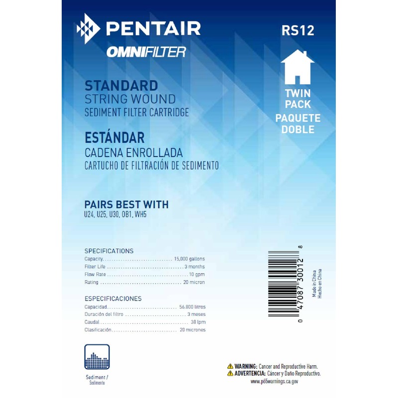 Pentair OMNIFilter RS12 Sediment Water Filter, 10-Inch, Standard Whole House
