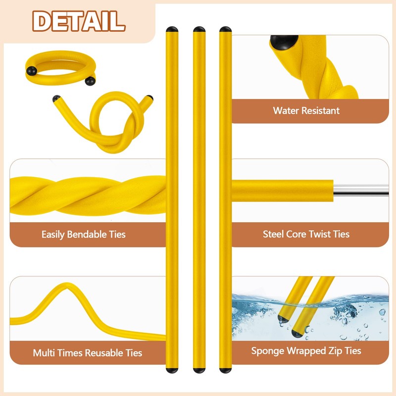 Ninehaoou 20 Pcs 17 Inch EVA Foam Twist Rubber Ties
