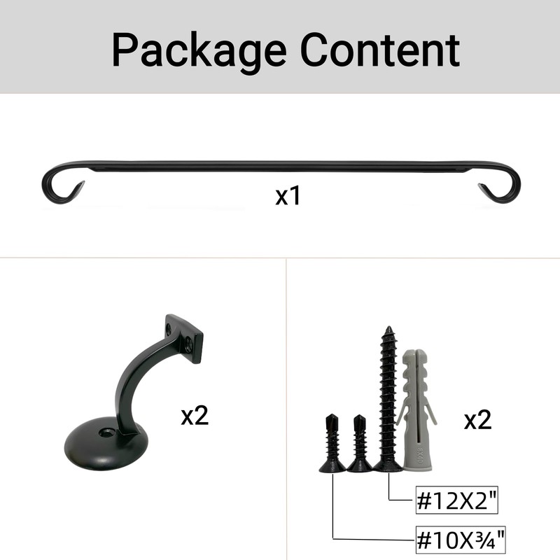 Vezek 3 Ft Wrought Iron handrail Stair Railing Grab Bar