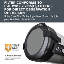 Celestron 94244 EclipSmart Solar Eclipse Telescope Filter – ISO 12312-2 Compliant, Secure Fit with Solar Safe Film, Works with 8” Schmidt-Cassegrain/EdgeHD Telescopes, Black