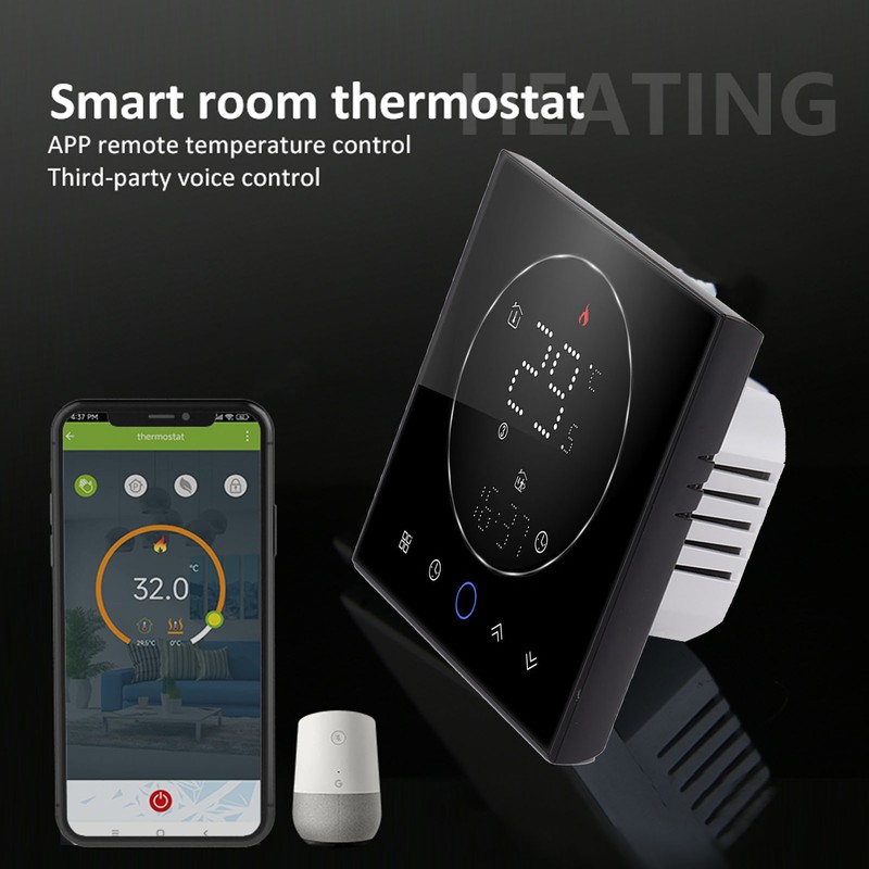 Smart Thermostat LED Screen Water Heating Control 13mm Recessed Wireless