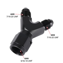 Podavelle 6AN Female to Dual 4AN 4AN Male Y Block Fitting Splitter Adapter Union Aluminum Black