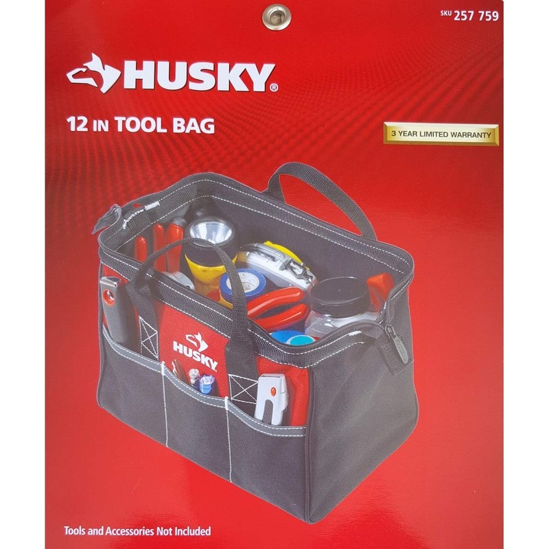 Husky 12 Inch Contractor’s Multi-Purpose Water-Resistant Tool Bag