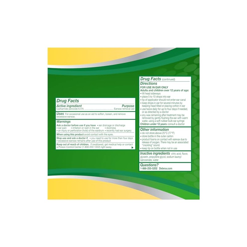 Debrox Drops Earwax Removal Aid drops,1/2 FL OZ