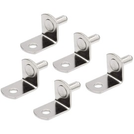 Bestgle 6mm Bracket Style Cabinet Shelf Pegs with Hole, Nickel Plated L-Shaped Support Bracket Pegs for Furniture Cabinet Closet Bookcase, Set of 50