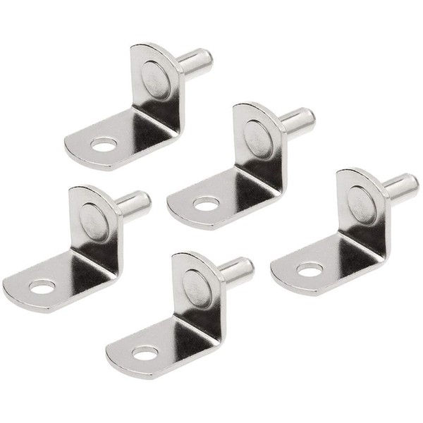 Bestgle 6mm Bracket Style Cabinet Shelf Pegs with Hole, Nickel