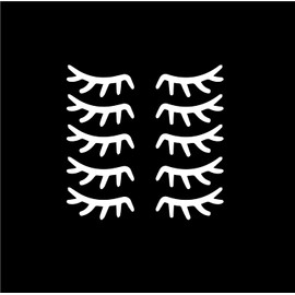 Set of 5 Vinyl Wall Art Decal - Small Eyelashes - 1" x 2" Each - Cute Laptop Skin Decal - Girly Teens Small Stencil Adhesive for Home Mirror Window Car Bumper Sticker (1" x 2" Each; White)