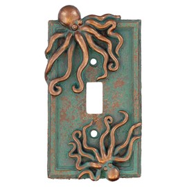 Top Brass Large Octopus/Kraken Electrical Cover Wall Plate Bronze/Verdigris Finish Style 2 - Single Switch, Double, Rocker, Outlet (Single Switch)