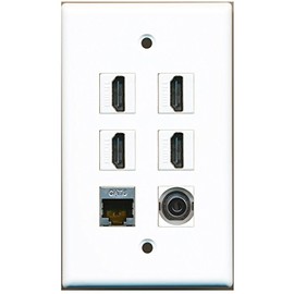 RiteAV - 4 HDMI 1 Port Shielded Cat6 Ethernet 1 Port 3.5mm Wall Plate