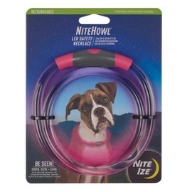 Nite Ize NiteHowl Rechargeable LED Safety Necklace - Dog Light for Dog-Walking Gear - Weather-Resistant Design - 5 Hours Runtime - Cut to Fit from 12” to 27” - Tie Dye Pink