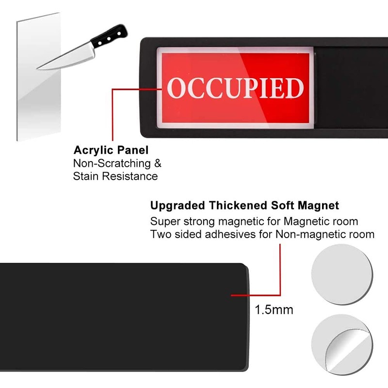 Privacy Sign Vacant Occupied Home Office Restroom Conference Bathroom, Black-