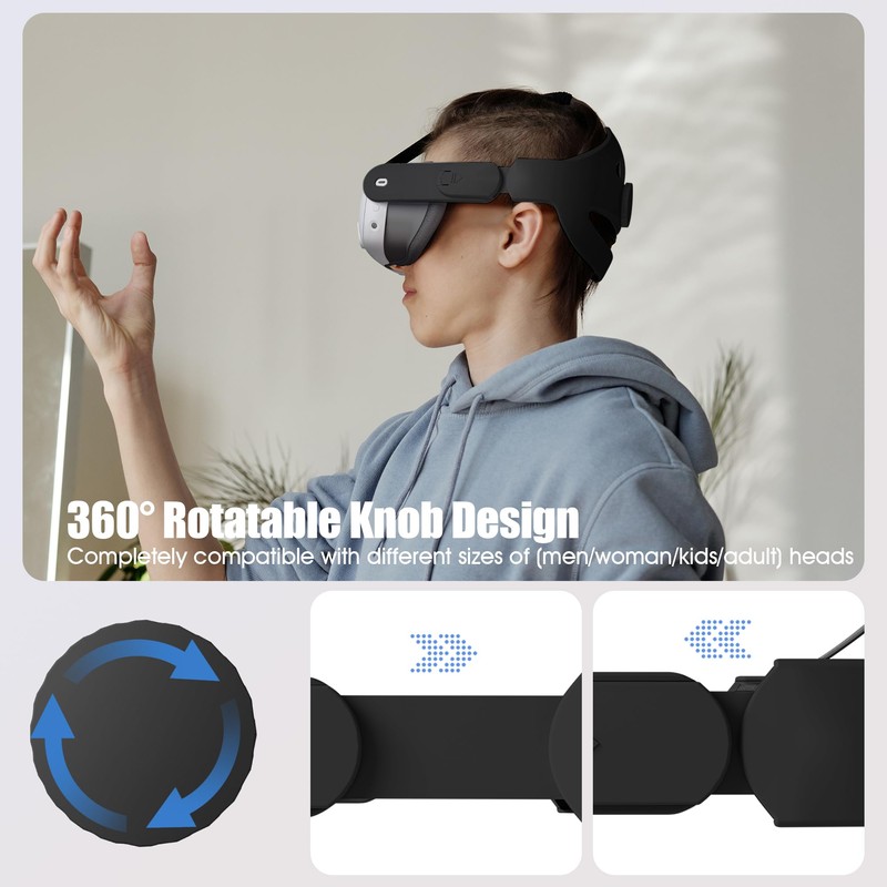 Orzero Head Strap Compatible for Quest 3S/Quest 3/Quest 2 Accessories
