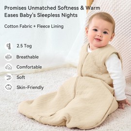 Unnivoll Baby Winter Sleeping Bag, 2.5 Tog, 6-12 Months, Cotton, for Newborns, Warm and Soft, 78 cm, for Boys and Girls, Apricot