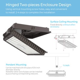 HYPERLITE 100W LED Canopy Light Dimmable 13,000LM 5000K 100-277VAC 13.2" x 13.2" IP65 Waterproof for Warehouse,Parking Garage,Patio,Area Lighting