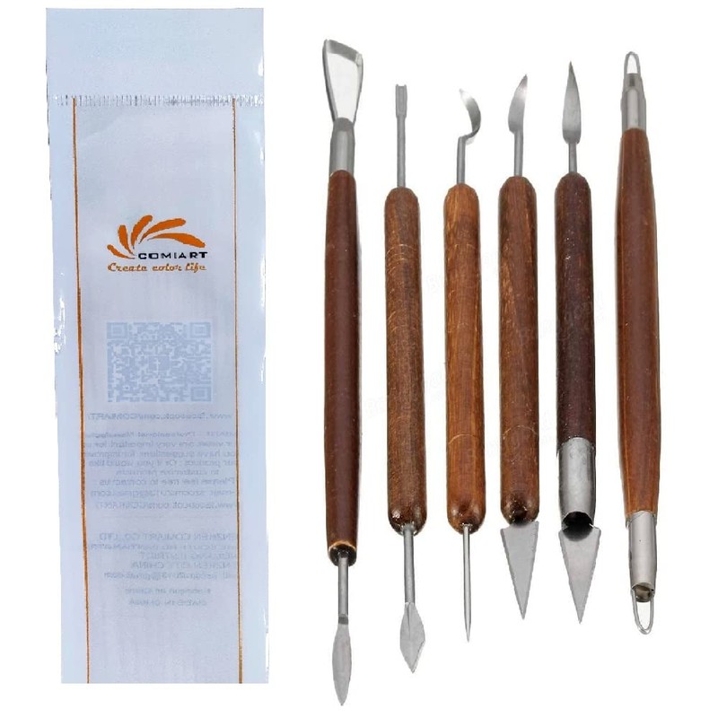 COMIART CREATE COLOR LIFE 6Pcs Carving Clay Sculpting Hand Chisel