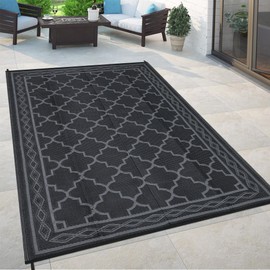 Garvee Large Outdoor Rugs 9x18 Waterproof Reversible Outdoor Plastic Straw Rugs, Easy Cleaning Patio Camping Carpet, All-Weather Outside Rugs for RV Patio Porch Deck Balcony (Grey/White)