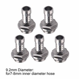 Annadue 6 PCS PC Water Cooling Fitting, Two Touch G1/4 Thread Barb Connector for Tube withSilicone, Reduce Resistance, Plating (9mm)