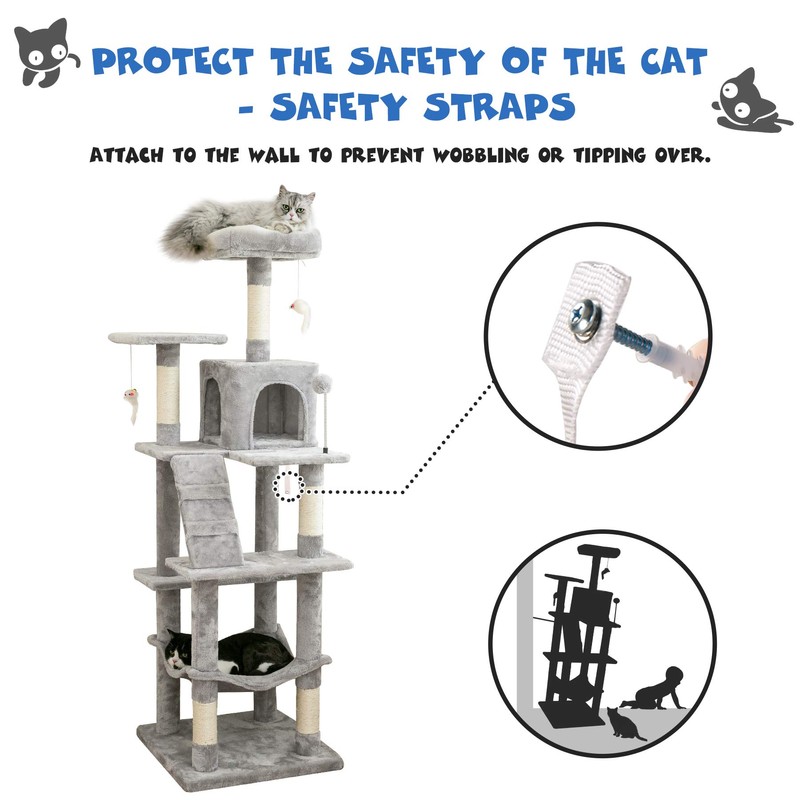 MWPO 63.8 inches Multi-Level Cat Tree for Large Cats with