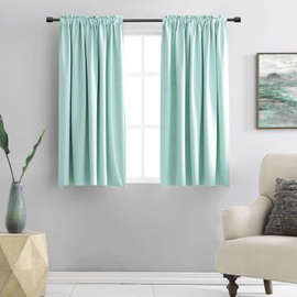 DONREN Cream Beige Room Darkening Curtain Panels for Bedroom - Thermal Insulated Rod Pocket Drapes for Living Room (W 42 x L 45 Inch,2 Panels)