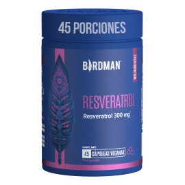Birdman Resveratrol 300 mg | Antioxidante Natural | Sin Aditivos | 45 Porciones | 45 Cápsulas