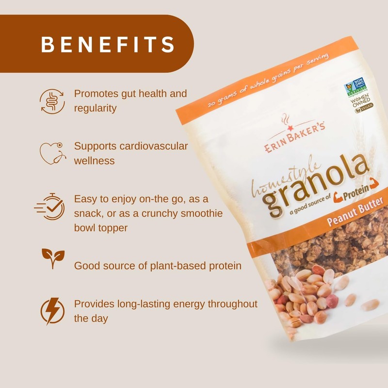 Erin Baker's Homestyle Granola Cereal with Ancient Grains, Peanut Butter