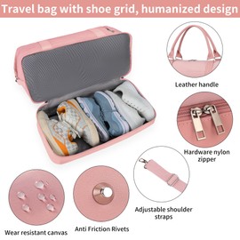 Oeihuivt Weekender Bags for Women - 21 Inch Large Travel Duffel Bag 2-Piece Set with Shoe Compartment, Heavy-Duty Canvas & Leather Carry On Overnight Tote (Airplane Approved)