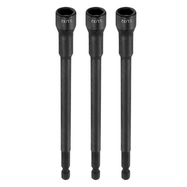 uxcell 3pcs Hex Nut Driver Drill Bit 11/32" 6-Point Socket