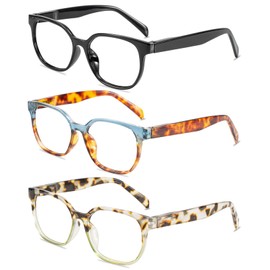 AEZUNI 3 Packs Large Square Reading Glasses Women Big Frame Readers Stylish Eyeglasses 1.00 1.50 2.00 2.50 3.00 3.50 4.00 5.00 6.00(Mix,500)