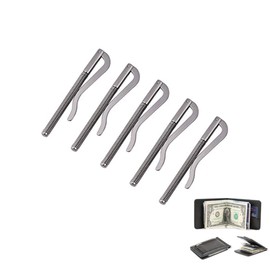 Yosoo Clip de Billetera Placa de níquel con Barra de Acero con Clip de Dinero de Primavera para Monedero Monedero de Cuero Herramientas de artesanía (5 Piezas)